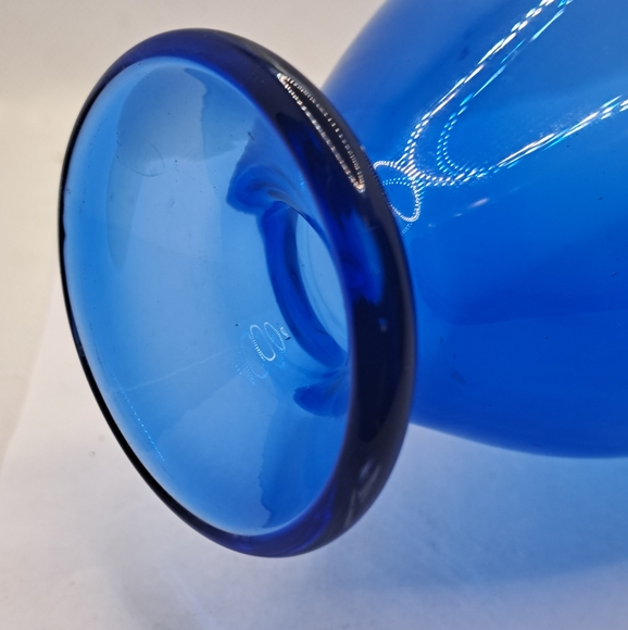 Blue Glass Vase, clear base. Vintage - Picture 3 of 6